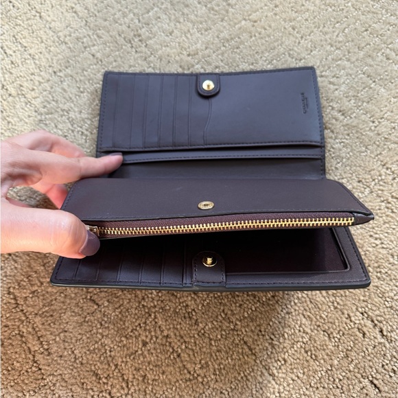 Coach Slip Zip Wallet. NWOT. Black with gold zipper. - Picture 3 of 11